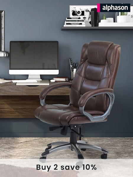 Alphason Brown Northland Soft Leather Executive Office Chair (AU8860) | £355