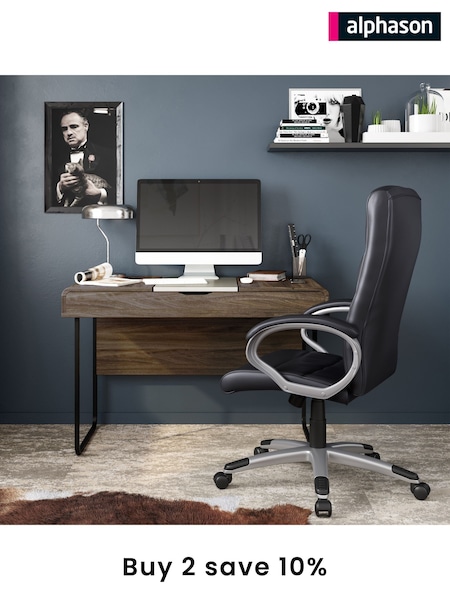 Alphason Black Hampton Leather Office Chair (AU8870) | £205