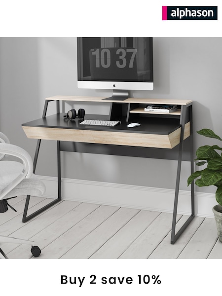 Alphason Black Light Oak Salcombe Office Desk (AU8883) | £200