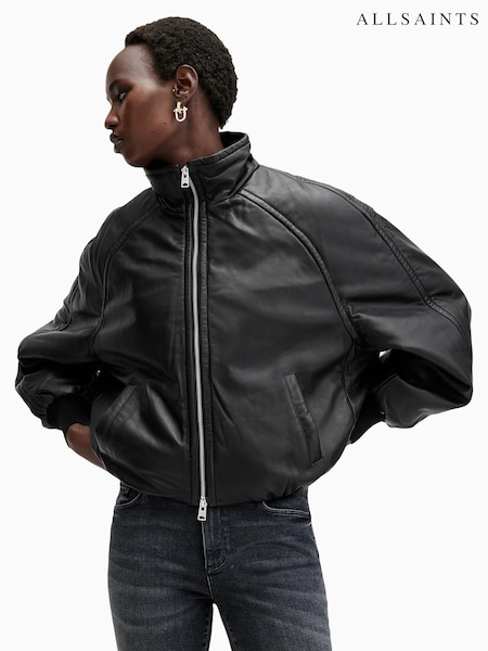 AllSaints Black Rowan Bomber Jacket (AU8978) | £459