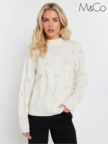 M&Co Cream Petite Cable Jumper (AU9068) | £33