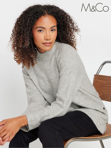 M&Co Grey Premium Chevron Stitch Jumper (AU9096) | £39