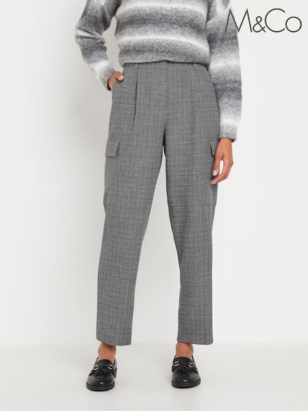 M&Co Grey Textured Cargo Trousers (AU9103) | £39