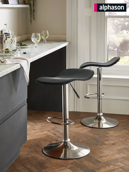 Alphason Black Ohio Leather Bar Stool (AU9144) | £75