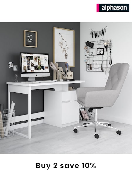 Alphason White Gloss Bridport Office Desk (AU9146) | £190