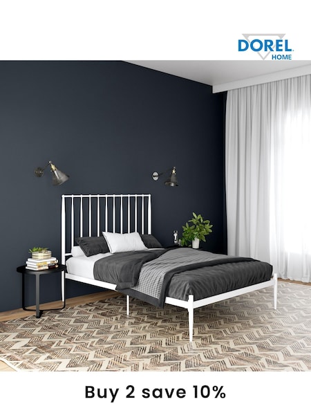 Dorel Home White Giulia Modern Metal Bed (AU9172) | £215 - £230