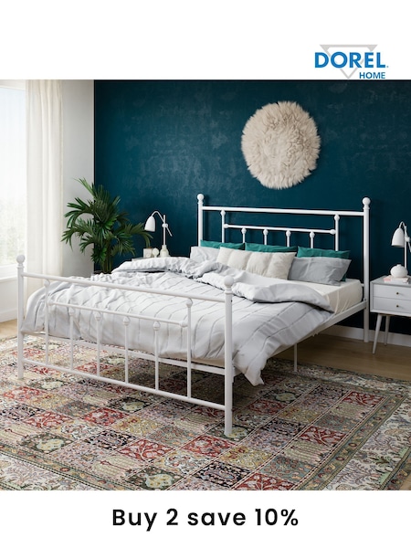 Dorel Home White Manila Metal Bed (AU9173) | £222 - £275