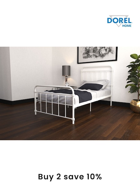 Dorel Home White Wallace Metal Bed (AU9178) | £166 - £206