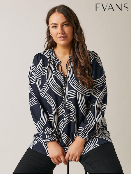 Evans Blue Jersey Crepe Boho Top (AU9199) | £39