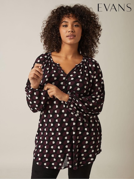 Evans Geometric Print Boho Blouse (AU9203) | £39