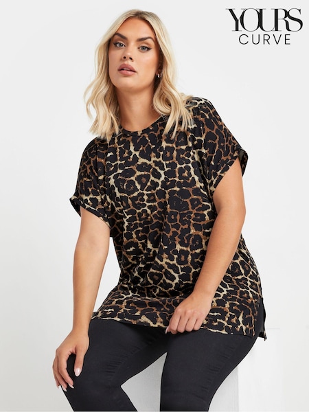 Yours Curve Brown Leopard Print Grown On T-Shirt (AU9361) | £24