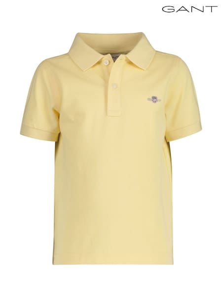 GANT Yellow Shield Short Sleeve Pique 100% Cotton Polo Shirt (AU9462) | £45
