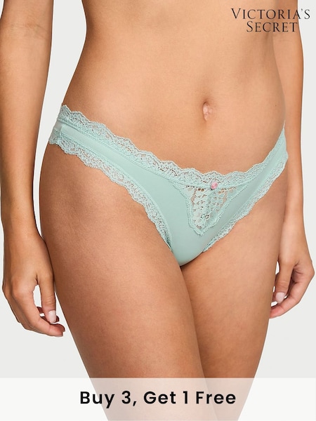 Victoria's Secret Silent Green Lace Trim Thong Knickers (AU9511) | £14