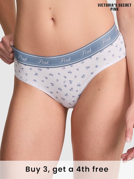 Victoria's Secret PINK White Floral Hipster Cotton Logo Knickers (AU9536) | £9