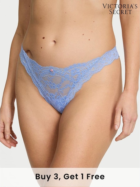 Victoria's Secret Blue Cameo Thong Lace Knickers (AU9541) | £14