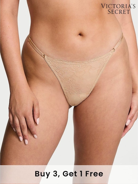 Victoria's Secret Praline Nude G String Rose Lace Knickers (AU9553) | £19