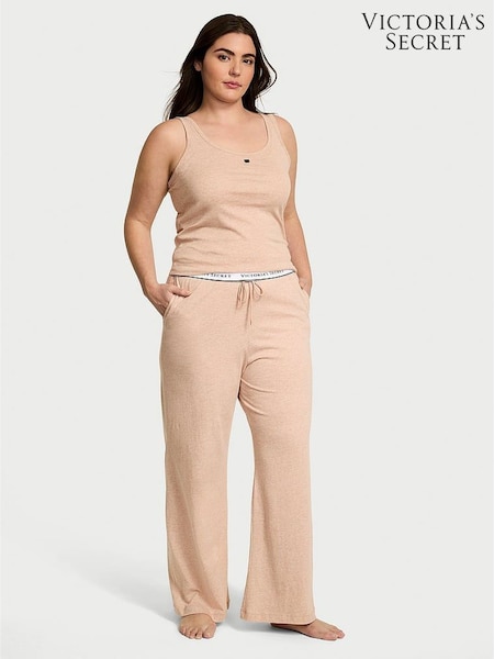 Victoria's Secret Heather Blush Pink Cotton Tank Long Pyjama Set (AU9727) | £45