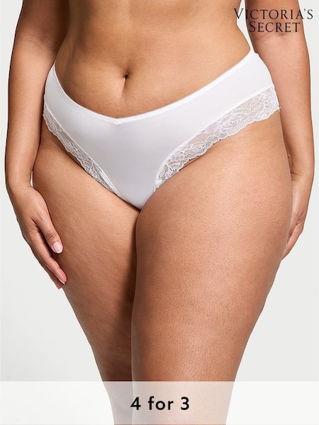 Victoria's Secret White Cheeky Rose Lace Trim Knickers (AU9728) | £14