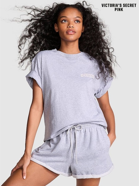 Victoria's Secret PINK Grey Heather Short Sleeve Oversized T-Shirt (AU9760) | £25