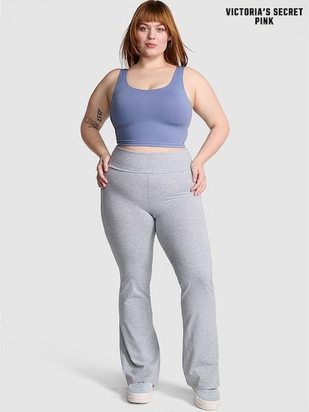 Victoria's Secret PINK Grey Heather Cotton Foldover Flare Leggings (AU9765) | £35