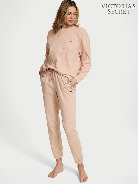 Victoria's Secret Heather Pretty Blush Pink Trouser Cotton Pyjama Set (AU9769) | £49