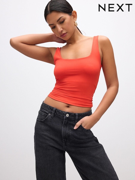 Red Soft Touch Polyamide Scoop Neck Vest Top (AU9788) | £20