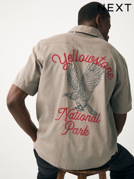 Stone Natural National Park Back Print Short Sleeve Shirt (AU9806) | £35