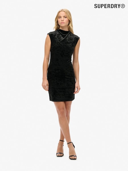 Superdry Black Velvet Bodycon Dress (AU9840) | £45