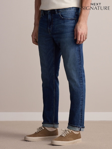 Mid Blue Slim Fit Signature Selvedge Denim Jeans (AU9853) | £65