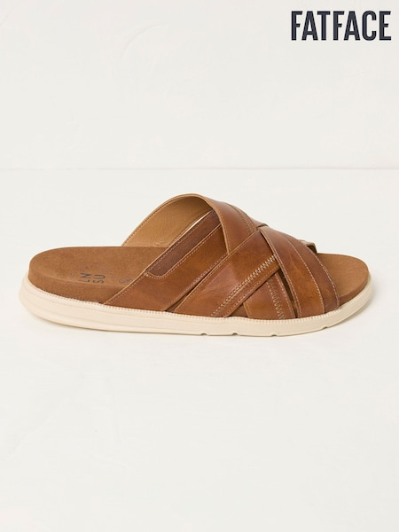 FatFace Hinton Tan Brown Sliders (AU9856) | £55