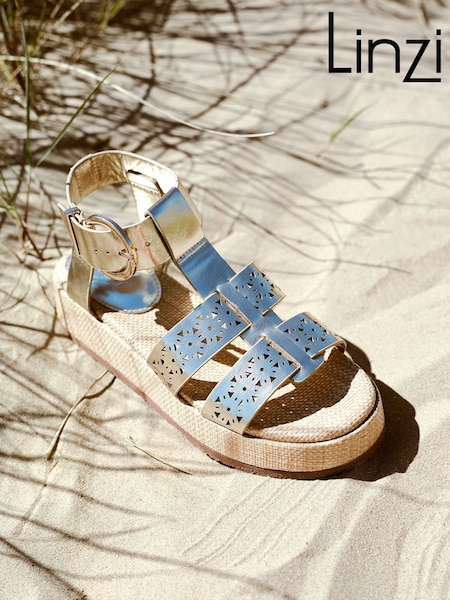 Linzi Gold Sunkissed Laser Cut Flatform Gladiator Sandals (AU9861) | £42