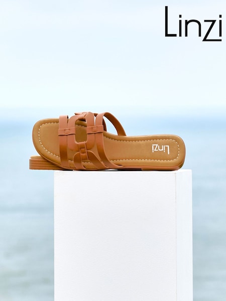 Linzi Brown Lupita Cut-Out Strappy Flat Sandals (AU9872) | £34