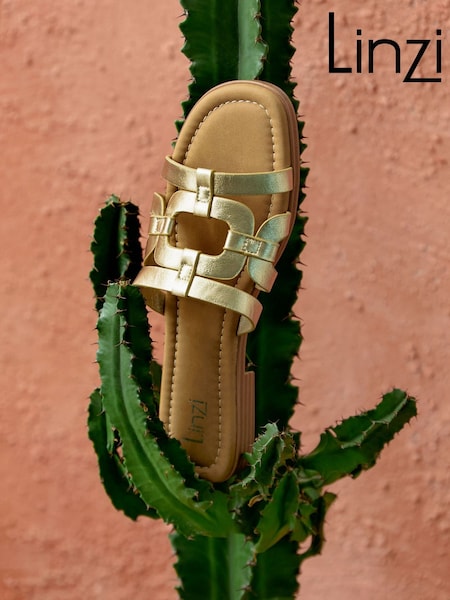 Linzi Gold Lupita Cut-Out Strappy Flat Sandals (AU9884) | £34