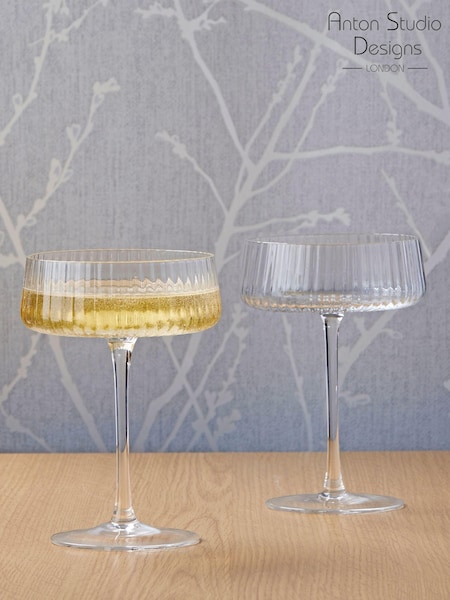 Anton Studio Designs Clear Set of 2 Empire Champagne Set of 2 Champagne Saucers Saucers (AU9903) | £24