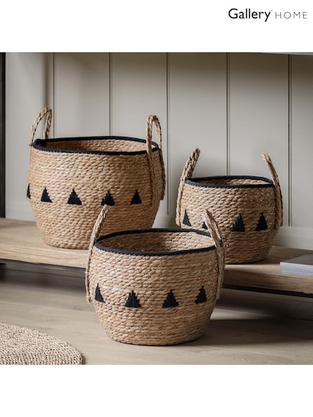 Gallery Home Set of 3 Natural and Black Arden Baskets (AV0053) | £42