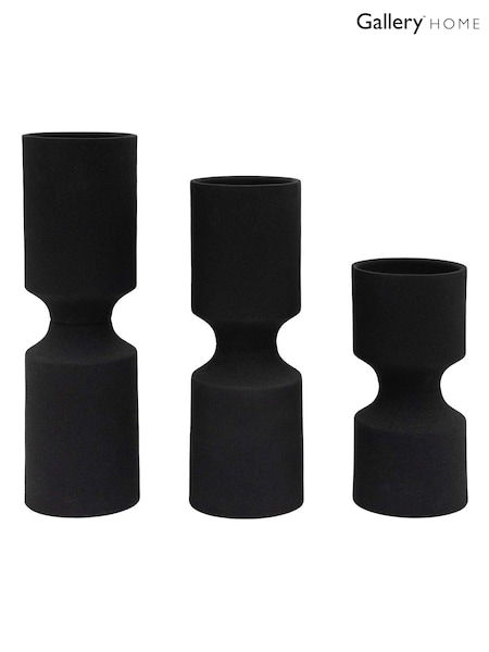 Gallery Home Set of 3 Black Tinsley Holder Candlesticks (AV0077) | £54