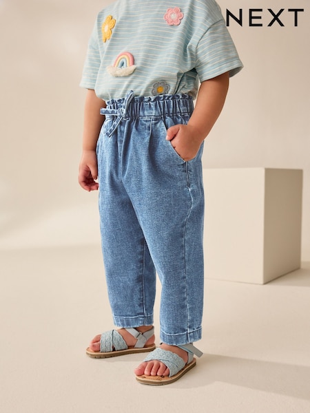 Light Wash Tie Waist Jeans (3mths-7yrs) (AV0228) | £13 - £16