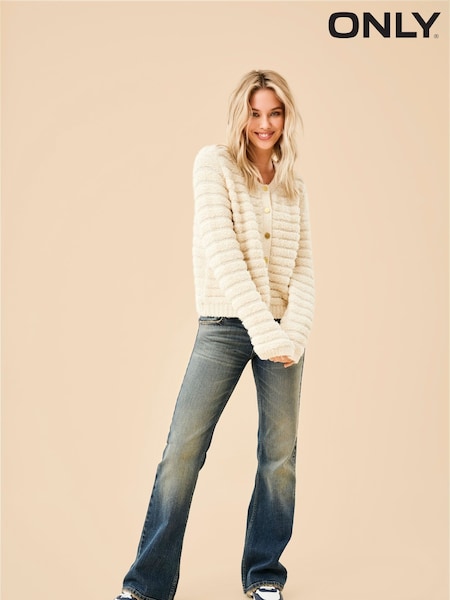 ONLY Cream Button Up Boucle Knitted Cardigan (AV0309) | £45