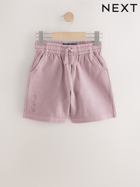 Plum Purple Washed Subscribe 100% Cotton Shorts (3-16yrs) (AV0333) | £11 - £16