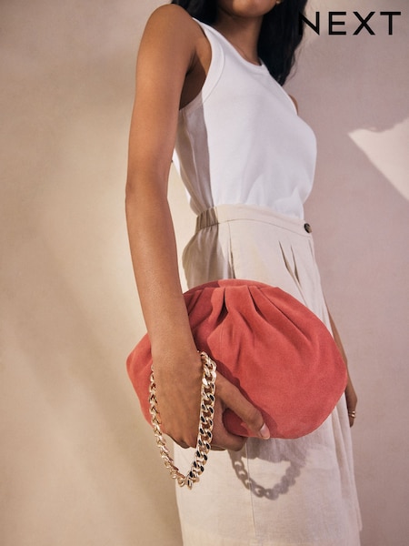 Orange Leather Snap Clutch Bag (AV0480) | £48