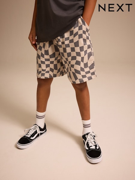 Black/White Checkerboard Regular Fit Basic Shorts (3-16yrs) (AV0631) | £8 - £13