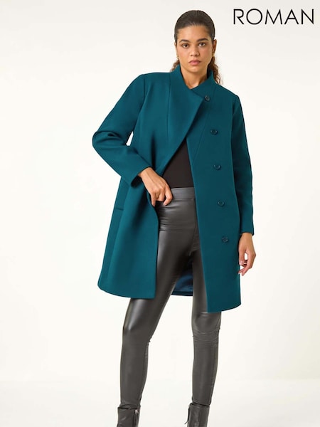 Roman Blue Tailored Funnel Neck Coat (AV0889) | £85