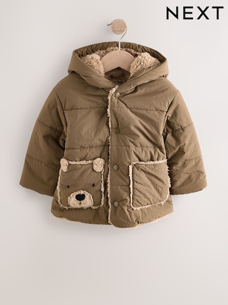 Tan Brown Shower Resistant Borg Jacket (3mths-7yrs) (AV0996) | £0