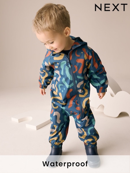Multicoloured Smile Print Waterproof Fleece Lined Puddlesuit (3mths-7yrs) (AV1000) | £22 - £26
