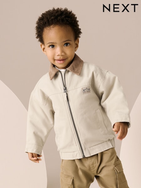 Cream Cord Collar Canvas Bomber Jacket (3mths-7yrs) (AV1020) | £24 - £28