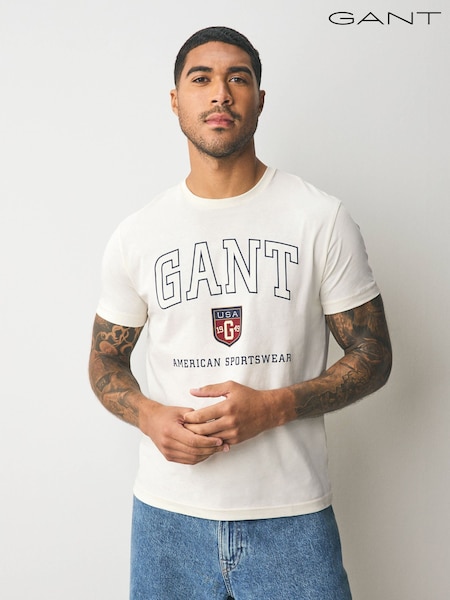GANT Cream Sports Varsity Graphic T-Shirt (AV1147) | £45