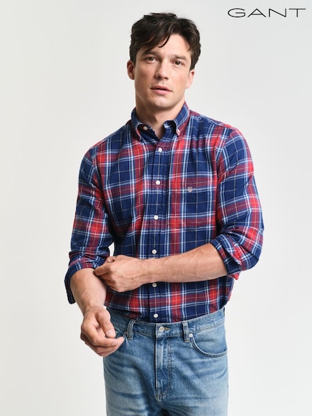 GANT Blue Regular Flannel 100% Cotton Check Shirt (AV1157) | £100