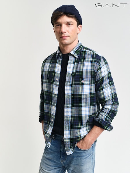 GANT Green Regular Flannel 100% Cotton Check Shirt (AV1158) | £100
