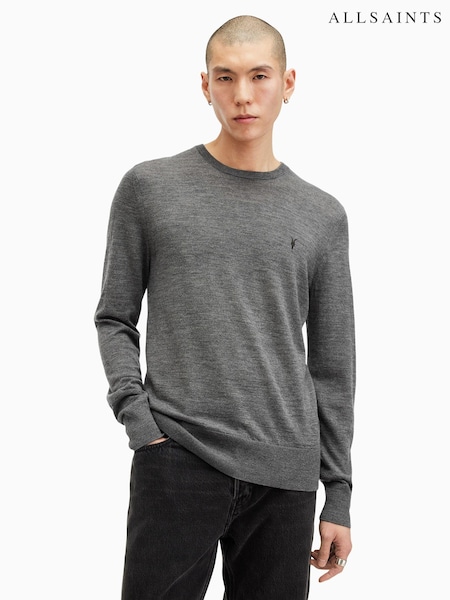 AllSaints Grey Mode Merino Crew Neck Jumper (AV1219) | £95