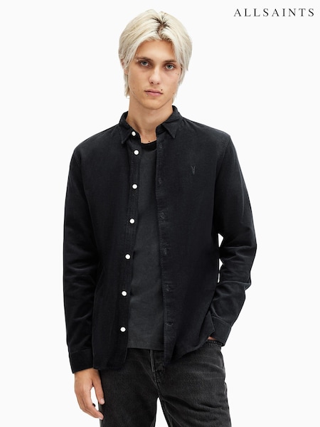 AllSaints Black Birchwood Long Sleeve Shirt (AV1222) | £99